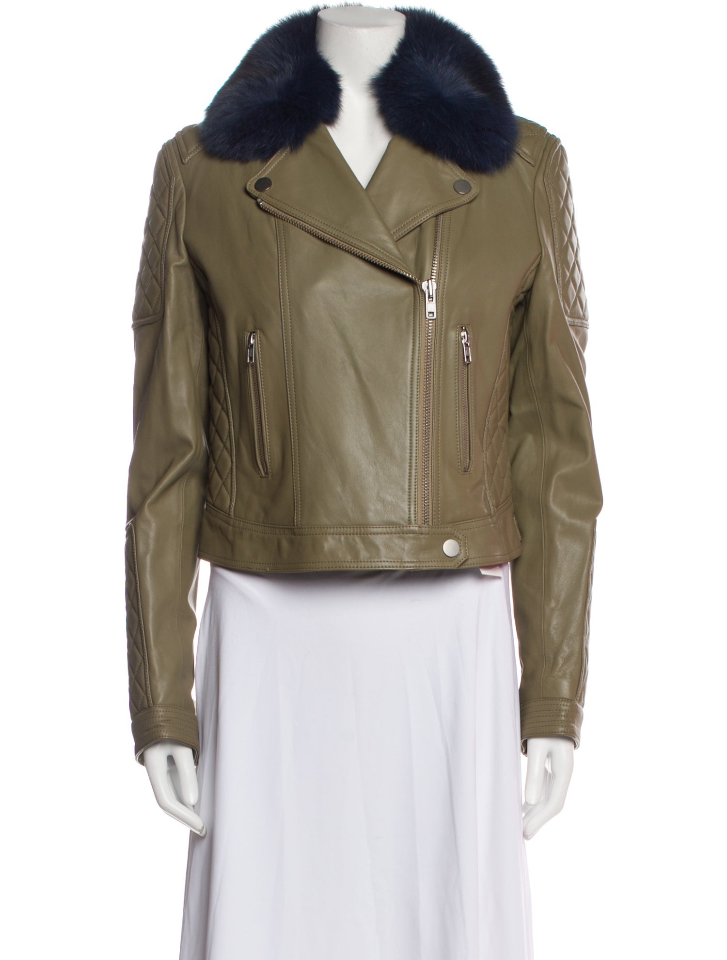 Samantha Sipos Colorblock Pattern Fur Jacket