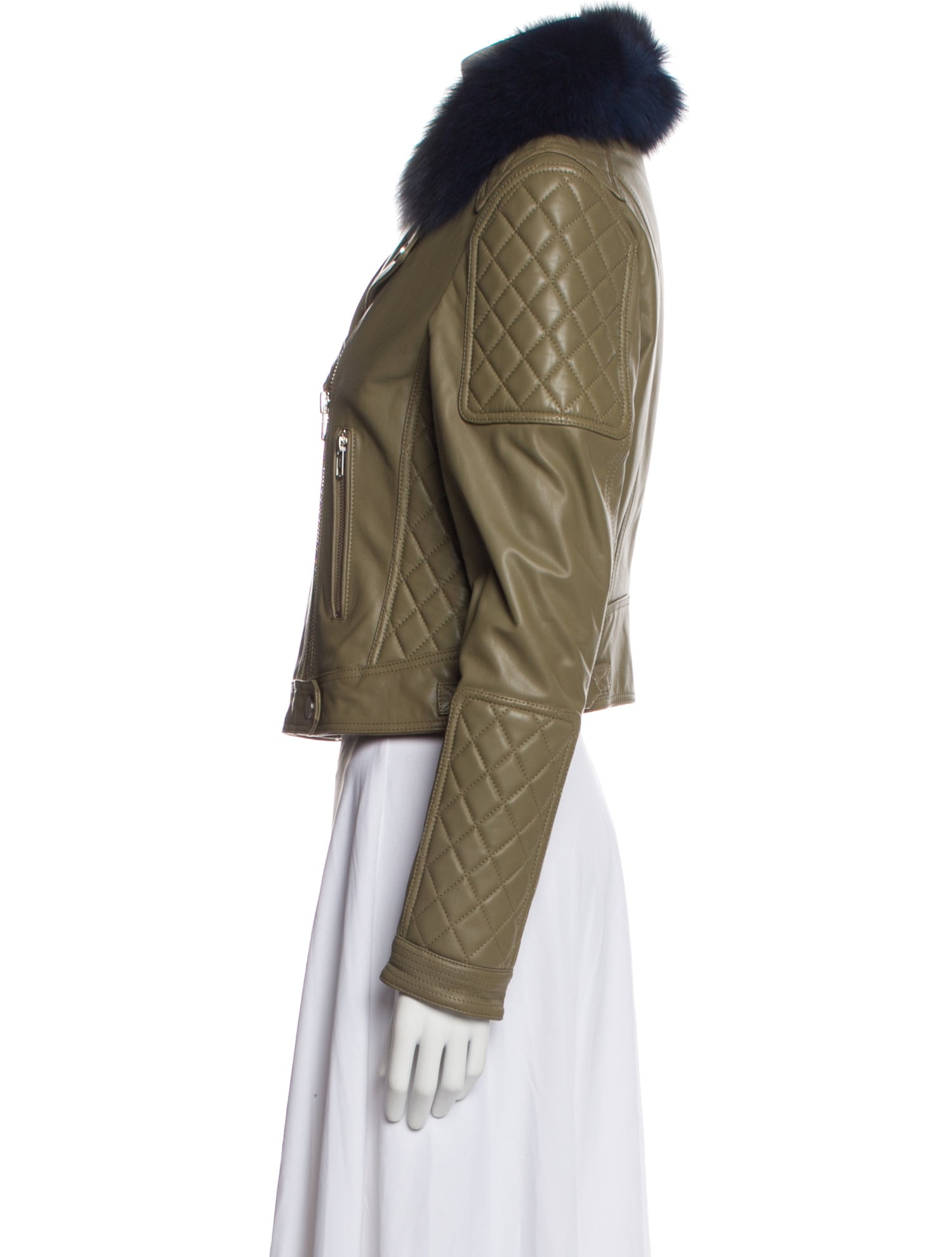 Samantha Sipos Colorblock Pattern Fur Jacket