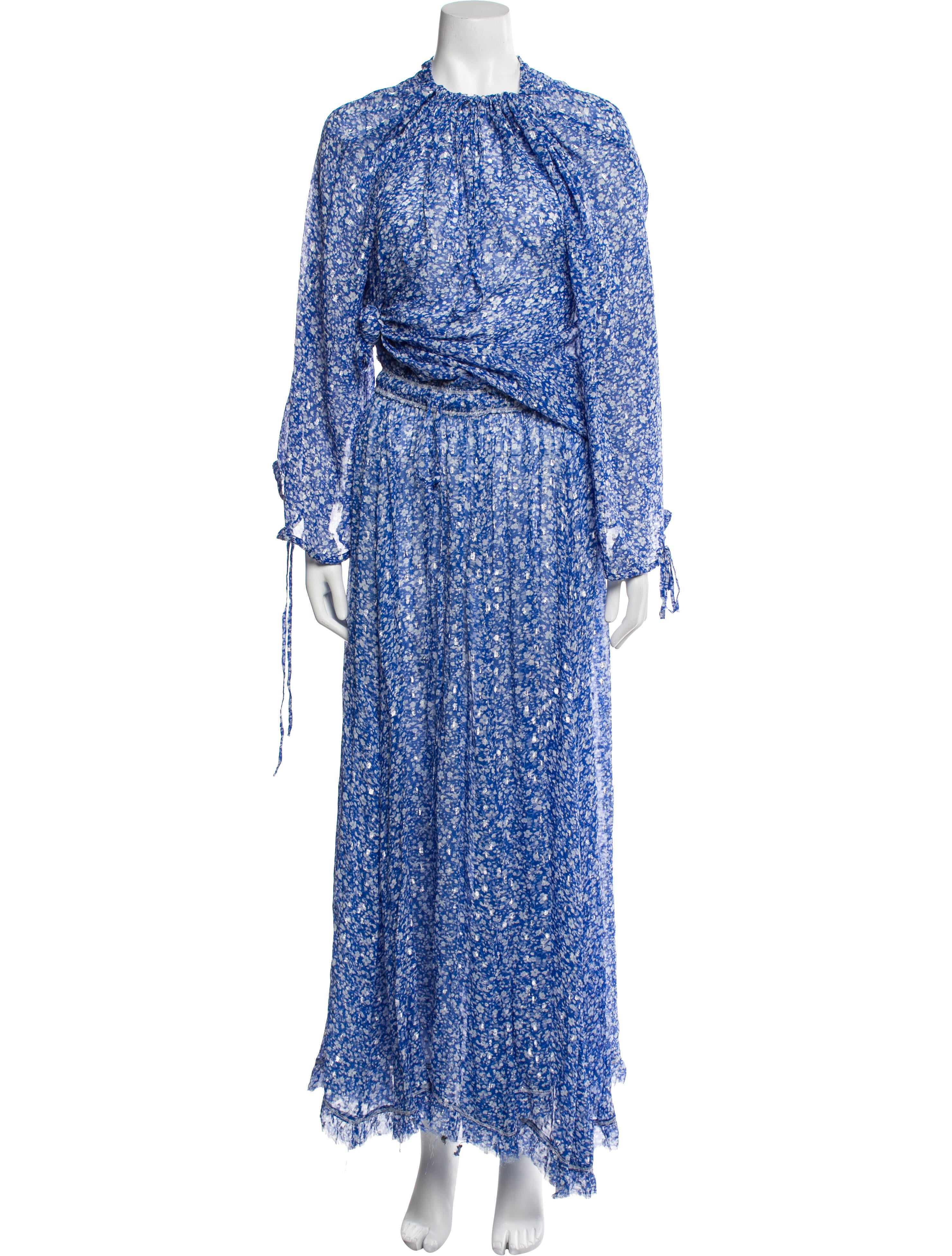 Sunday Saint-Tropez Floral Print Raw-Edge Trim Skirt Set