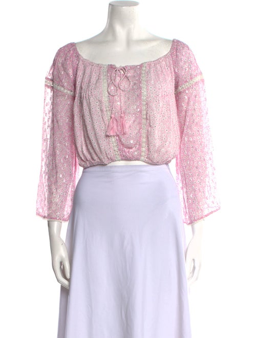 Sunday Saint-Tropez Printed Bateau Neckline Crop Top