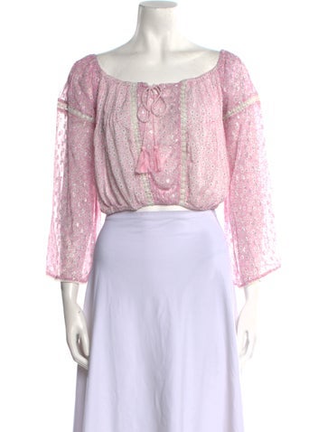 Sunday Saint-Tropez Tops Printed Bateau Neckline Crop Top S