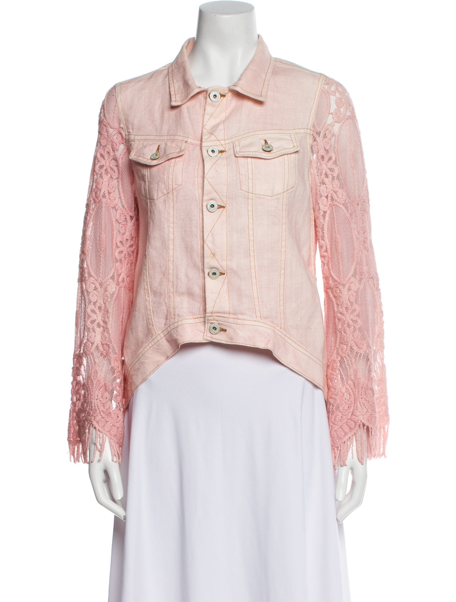 Sunday Saint-Tropez Linen Lace Pattern Denim Jacket