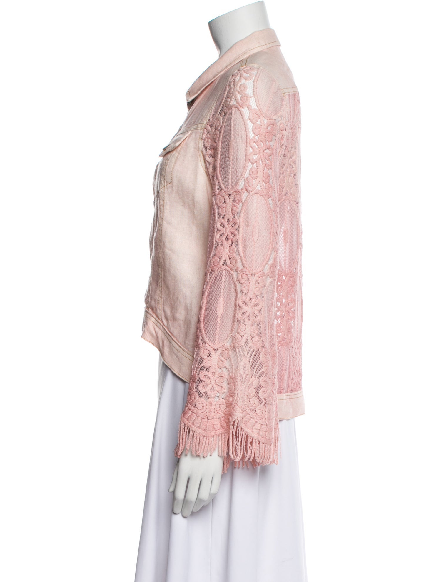 Sunday Saint-Tropez Linen Lace Pattern Denim Jacket