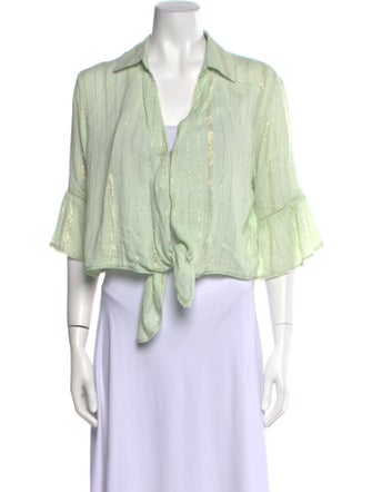 Sunday Saint-Tropez Striped Three-Quarter Sleeve Crop Top