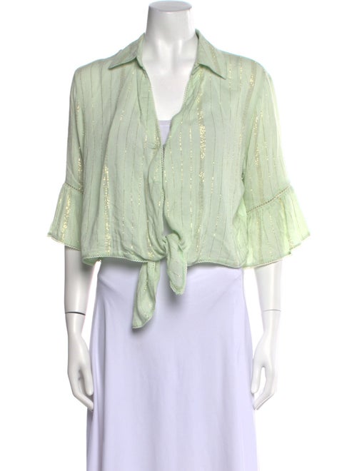 Sunday Saint-Tropez Striped Three-Quarter Sleeve Crop Top