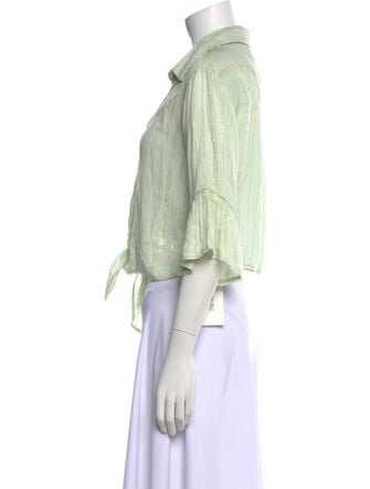 Sunday Saint-Tropez Striped Three-Quarter Sleeve Crop Top