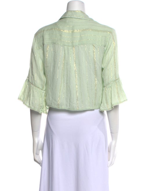 Sunday Saint-Tropez Striped Three-Quarter Sleeve Crop Top