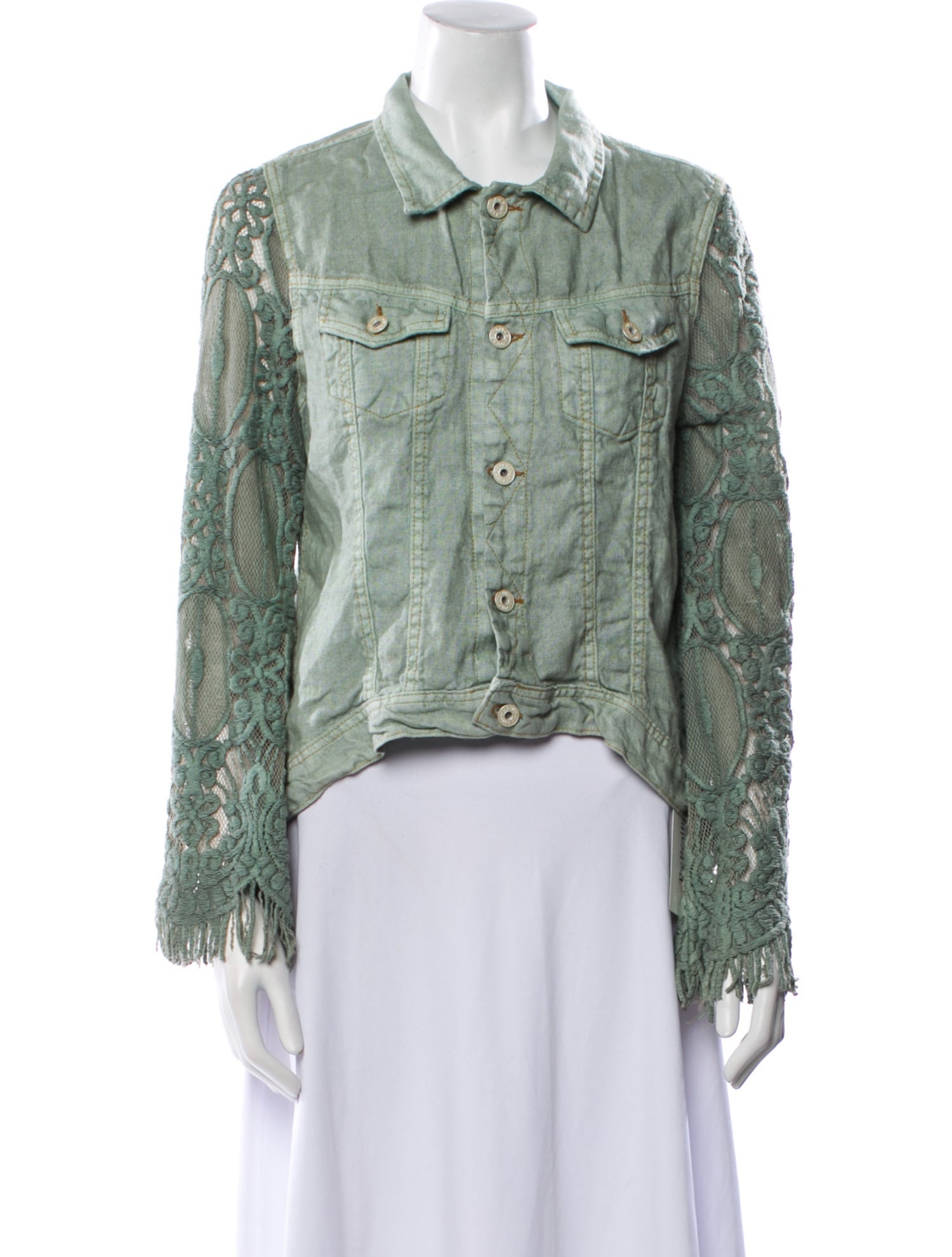 Sunday Saint-Tropez Linen Printed Denim Jacket