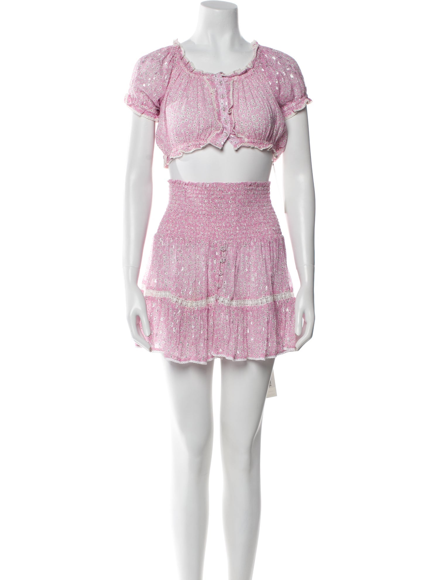 Sunday Saint-Tropez Floral Print Grosgrain Trim Skirt Set