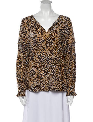 Sea New York Tops Animal Print V-Neck Blouse XS