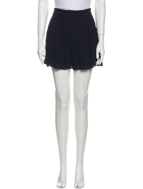 90s does 60s Vintage Milly of New York Black White Chevron Wool Mini Skirt w Gold Hardware Silk Lining Size 8