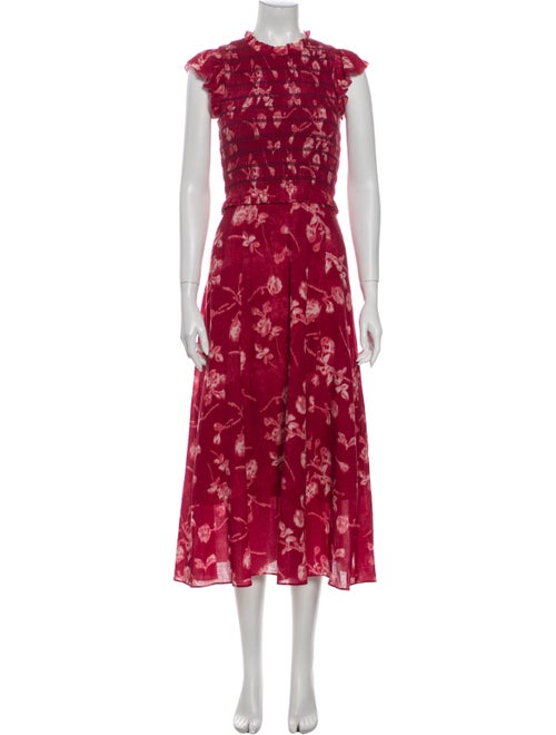 Sea New York Floral Print Long Dress Red