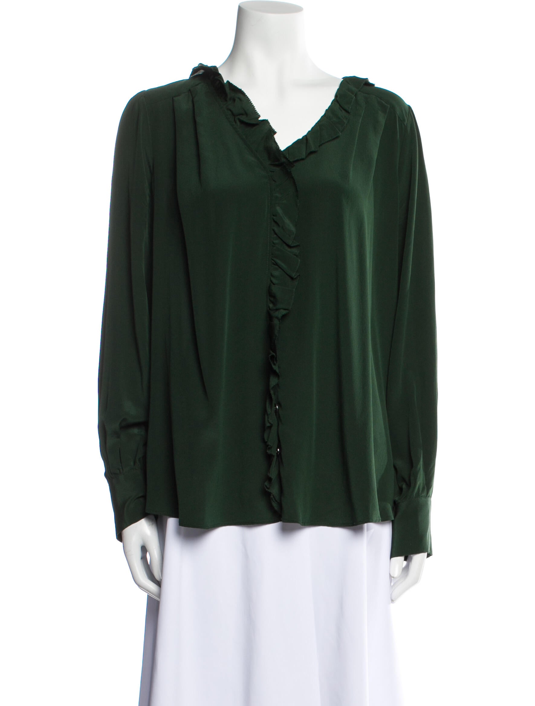 Sea New York Silk OneShoulder Blouse Green Tops, Clothing