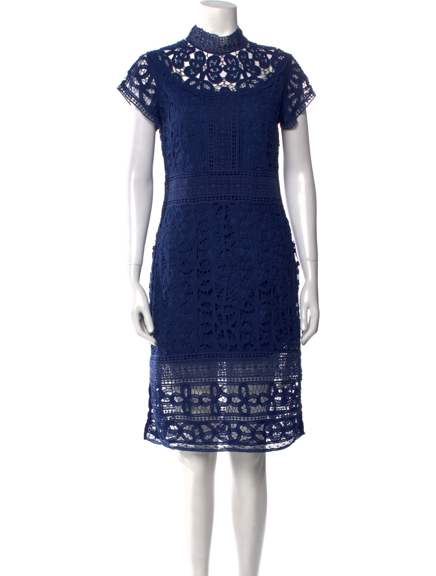 Sea New York Lace Pattern Midi Length Dress Blue Dresses, Clothing