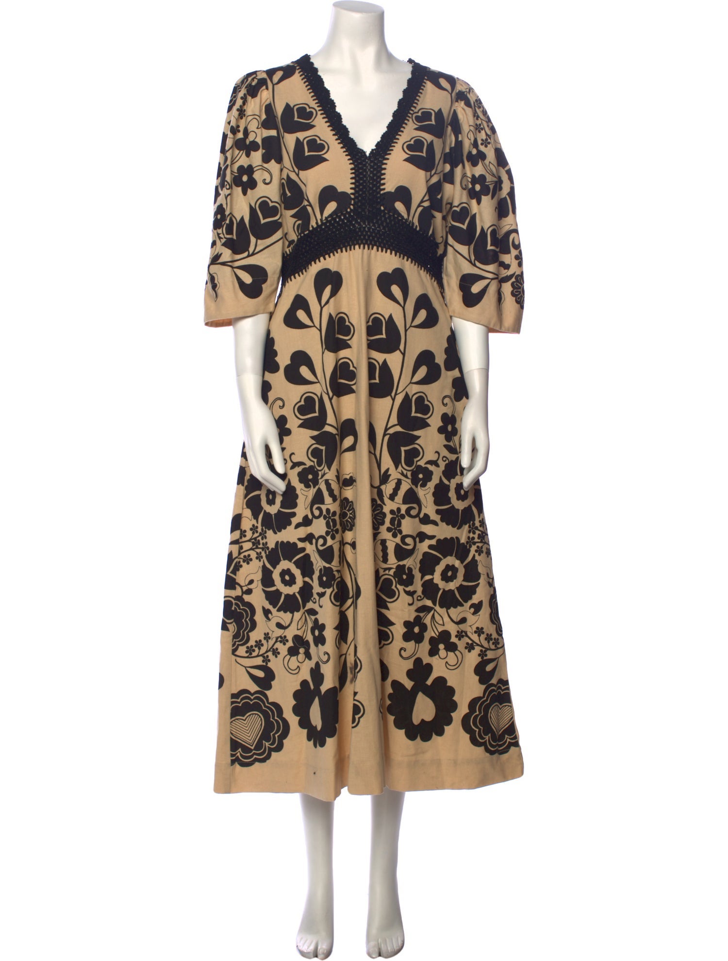 Sea New York Deep Cream Cross-Stitched Maxi Dress M