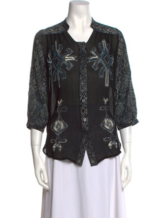 Sea New York Silk Printed Button-Up Top