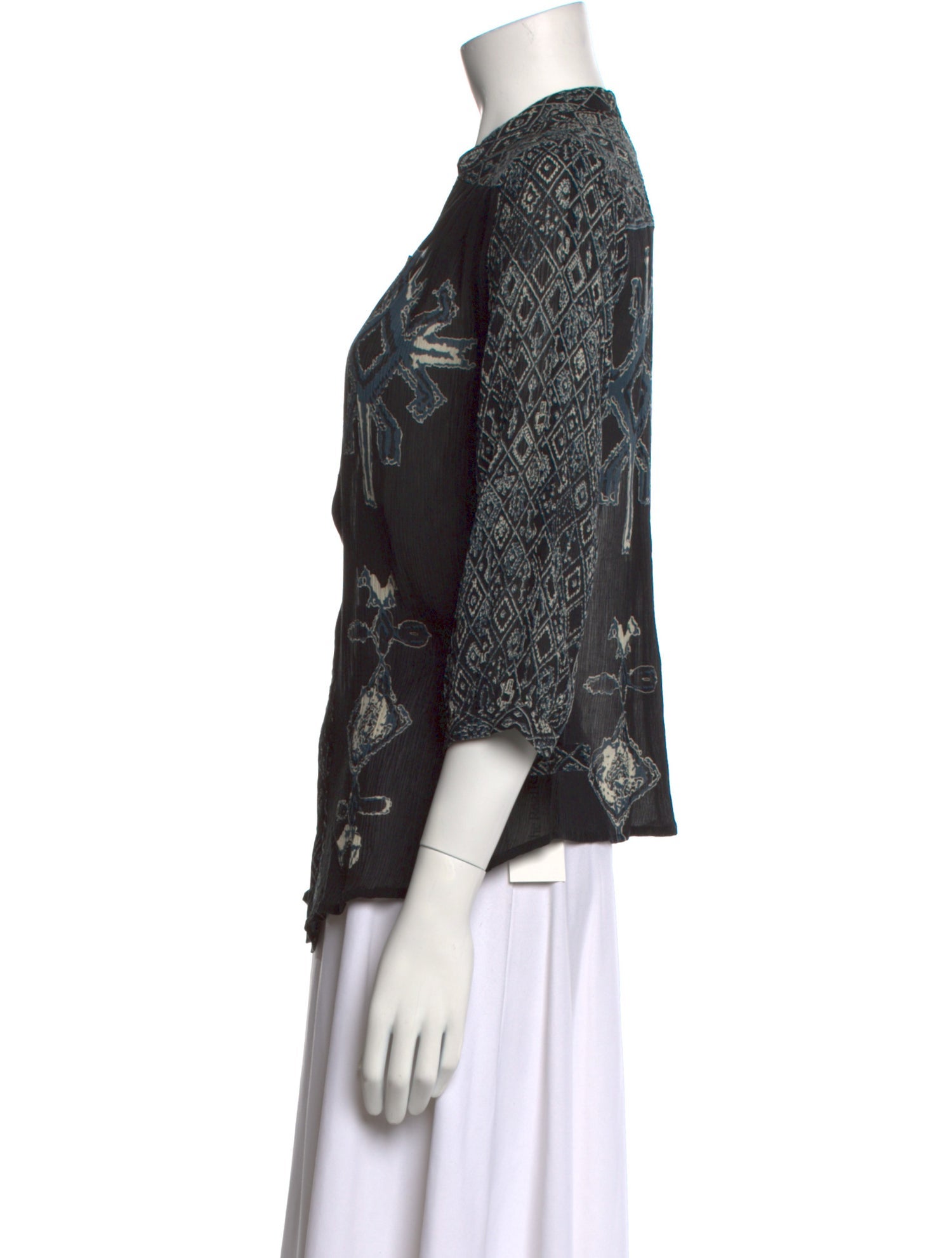 Sea New York Silk Printed Button-Up Top