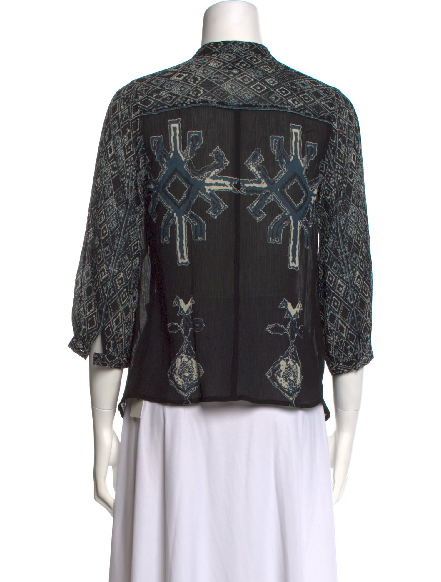 Sea New York Silk Printed Button-Up Top