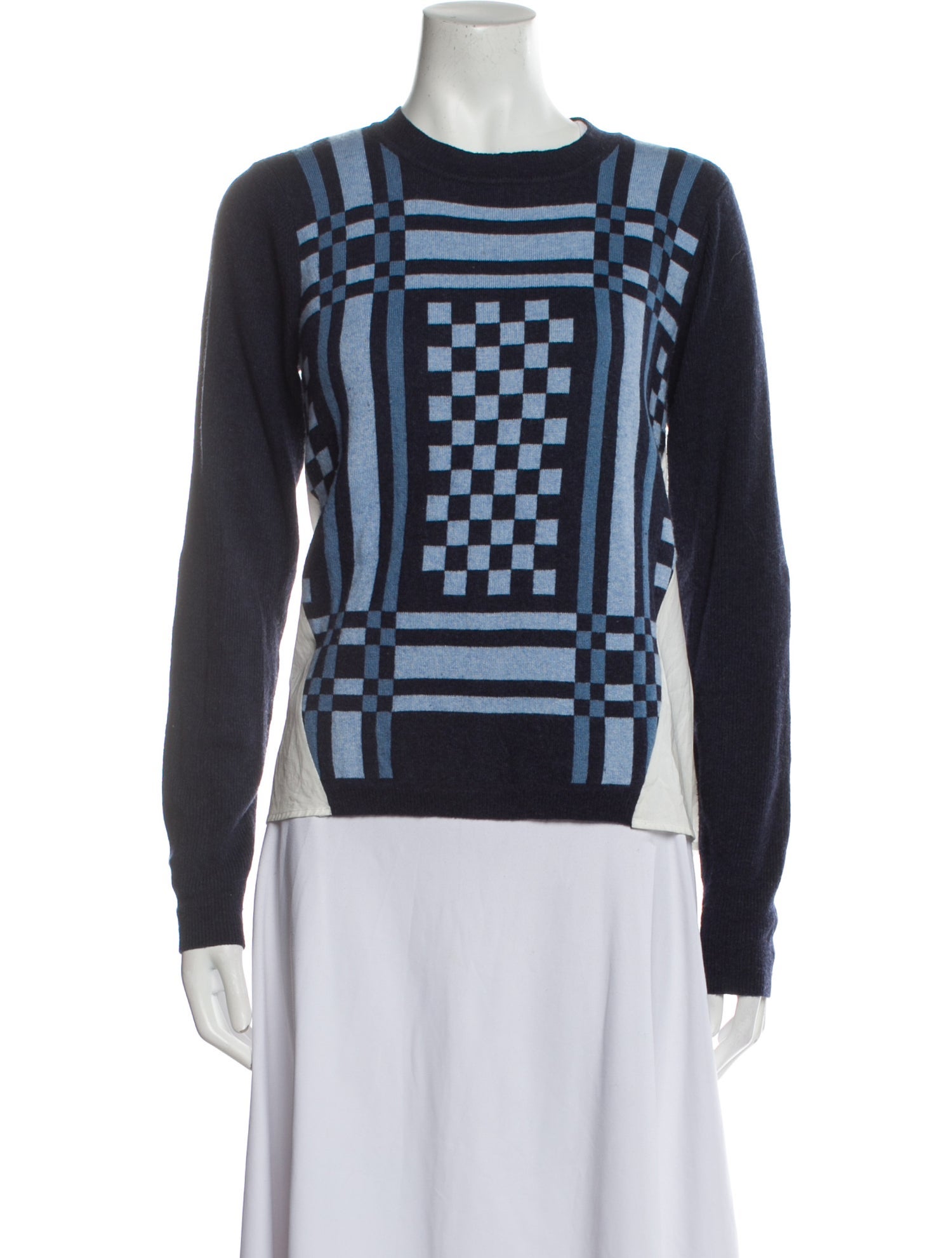 Sea New York Plaid Print Crew Neck Sweater