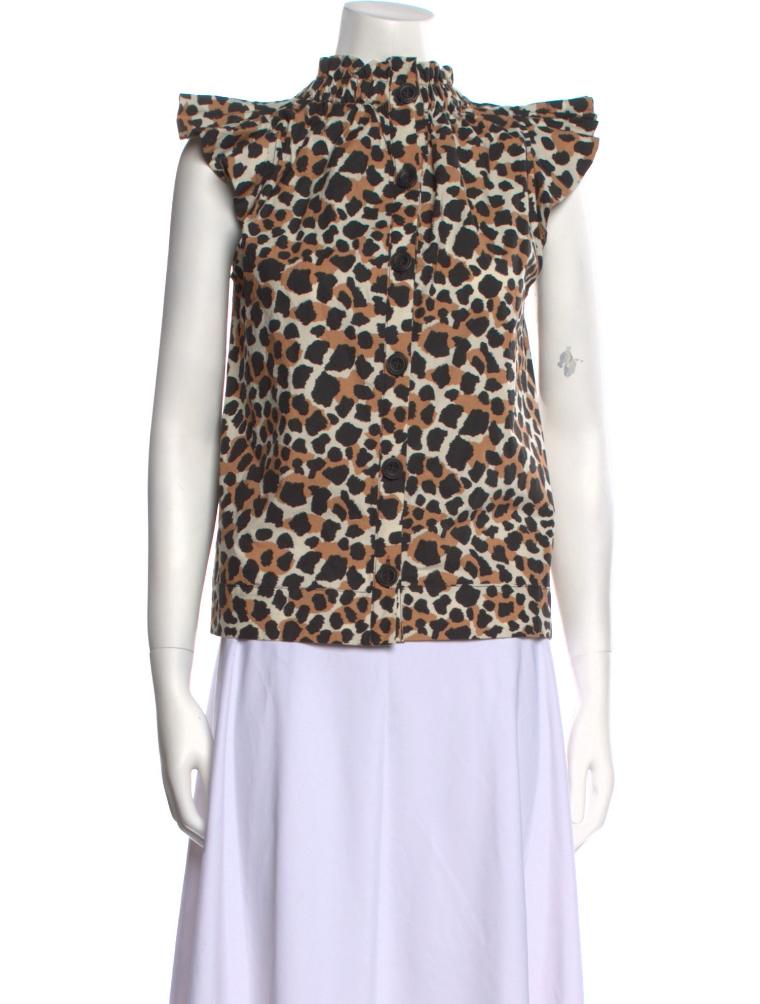 Sea New York Animal Print Mock Neck Blouse