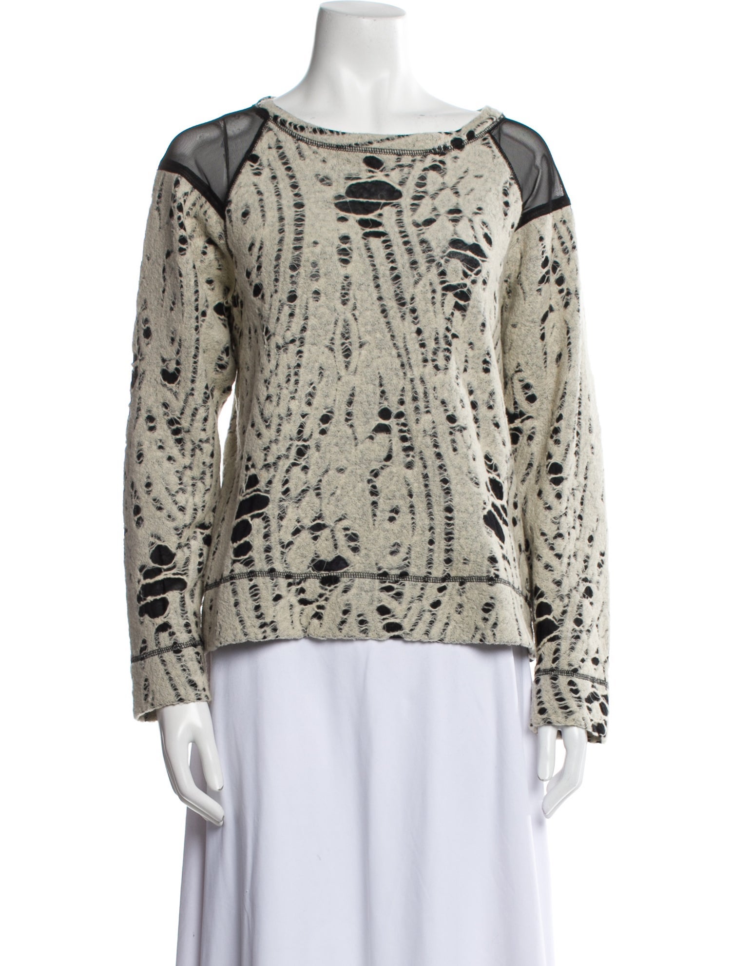 Sea New York Printed Bateau Neckline Sweater
