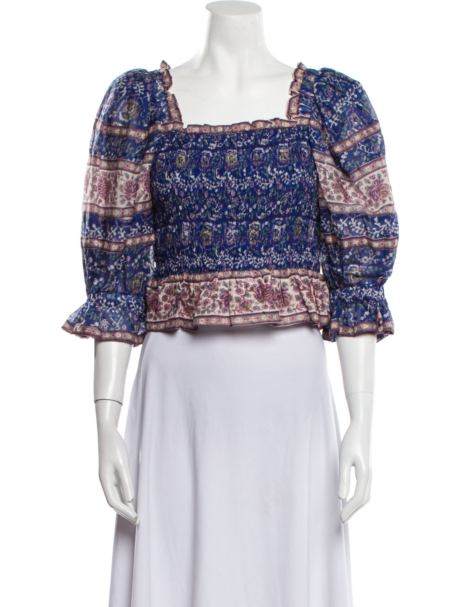 Sea New York Printed Square Neckline Crop Top