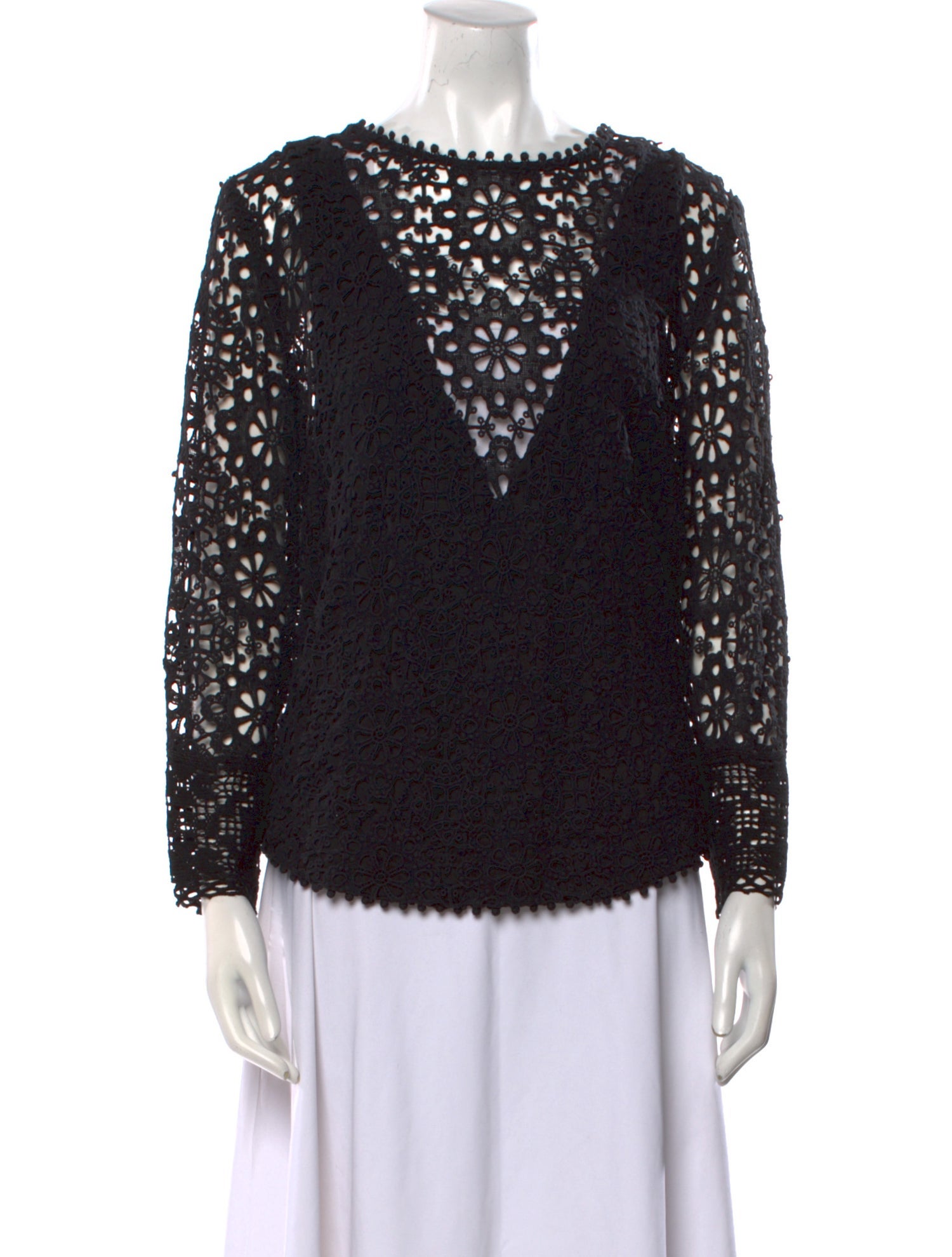 Sea New York Lace Pattern Bateau Neckline Blouse