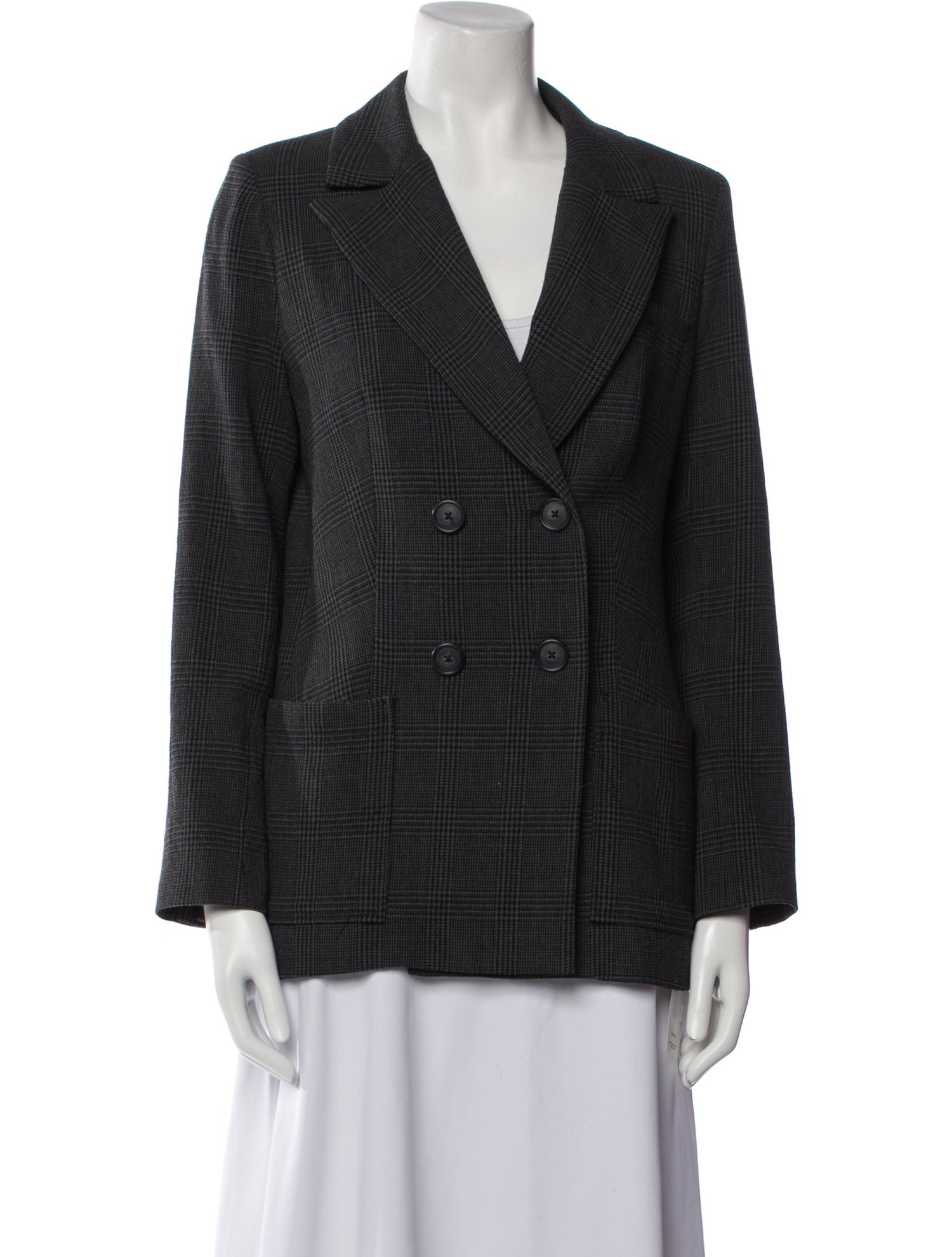 Sea New York Virgin Wool Plaid Print Blazer