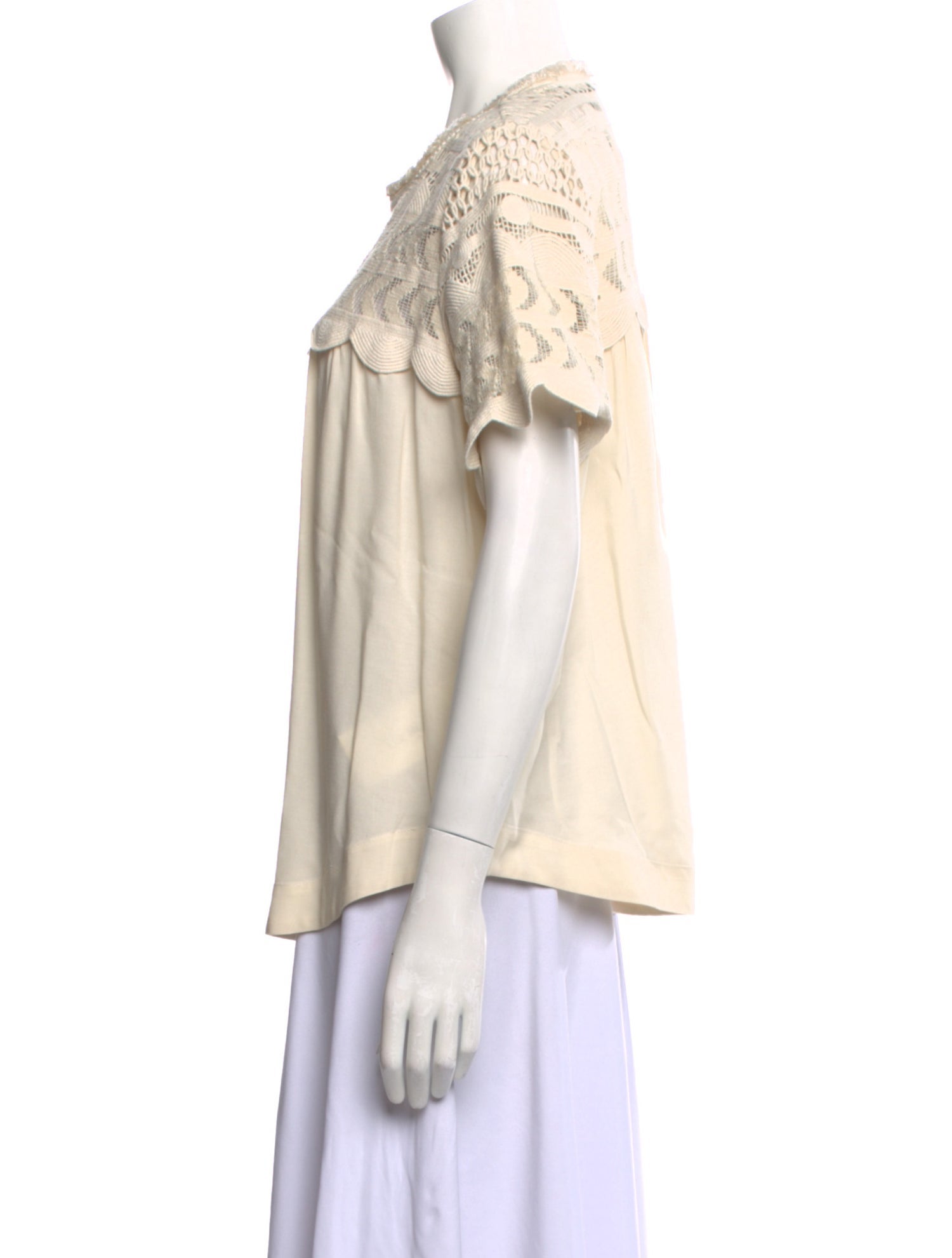 Sea New York Mock Neck Short Sleeve Blouse