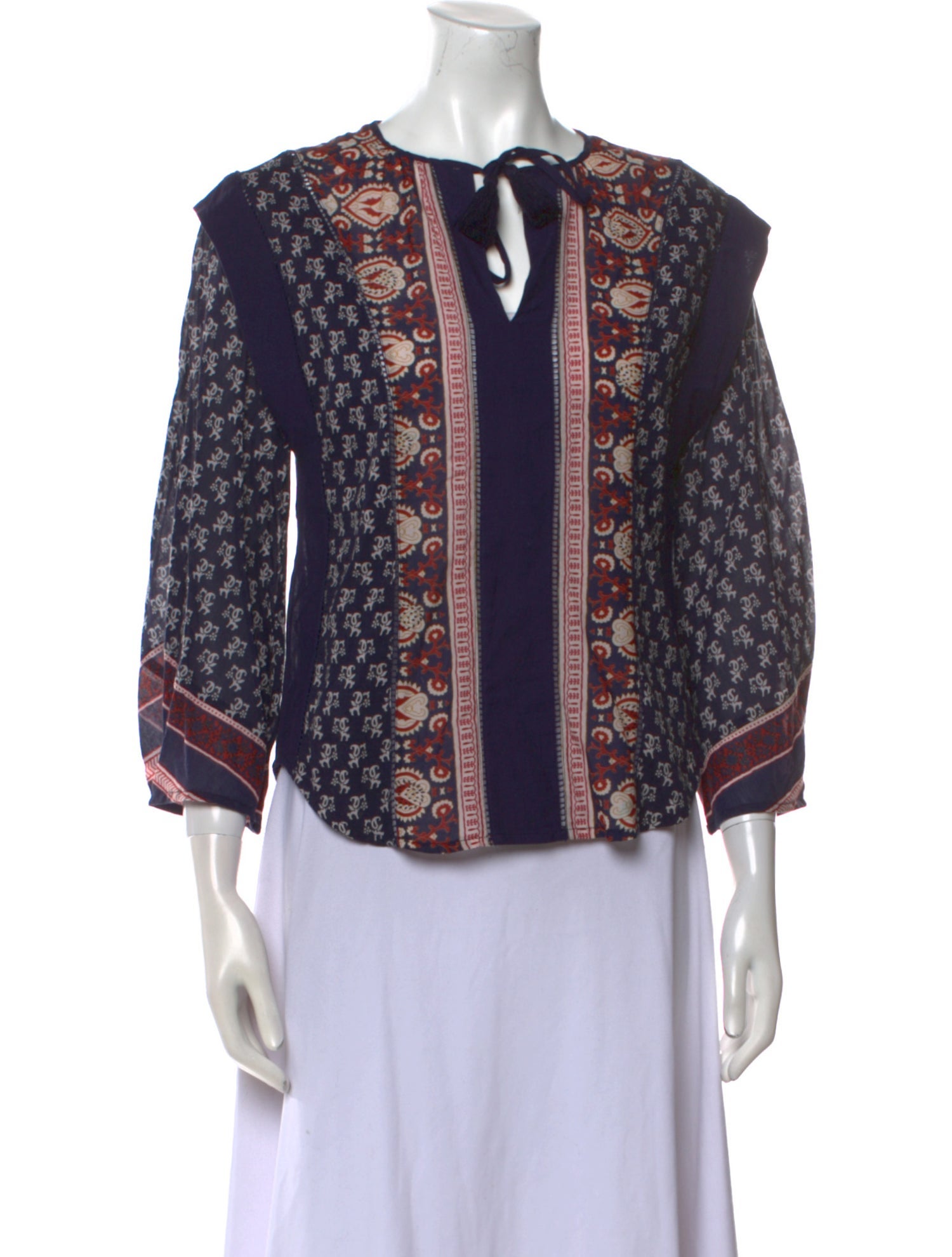 Sea New York Printed Bateau Neckline Blouse