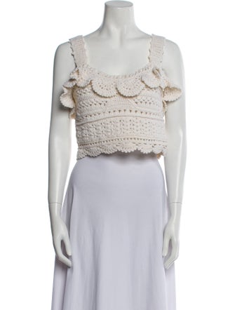 Sea New York Wool Lace Pattern Crop Top