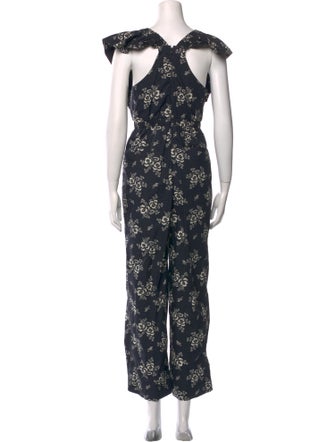 Sea New York Floral Print Square Neckline Jumpsuit