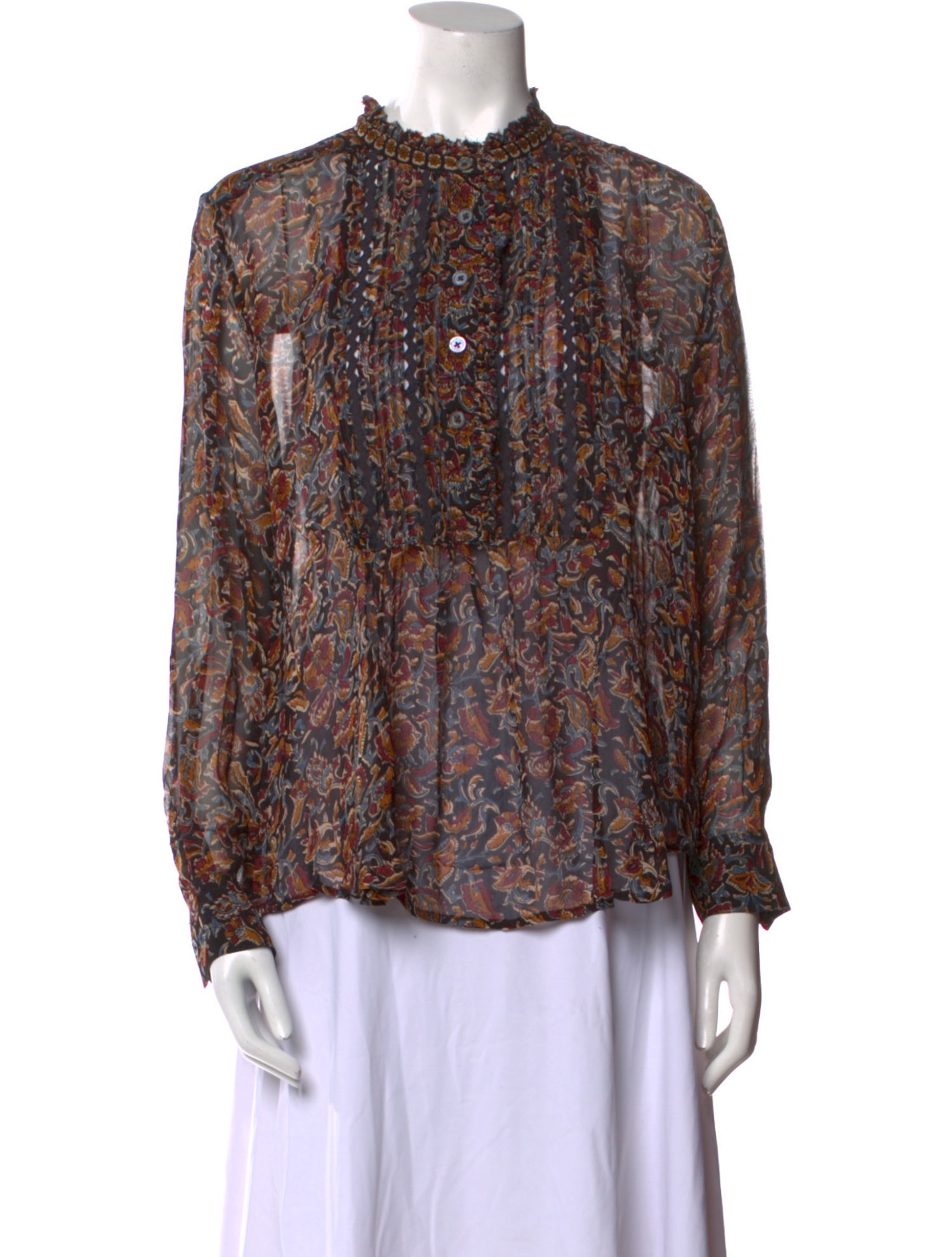 Sea New York Paisley Print Mock Neck Blouse
