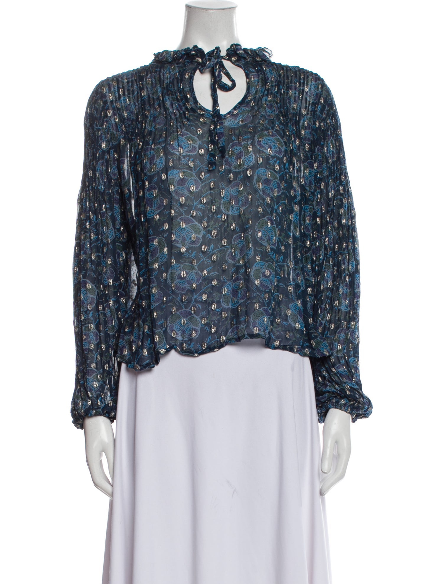 Sea New York Floral Print Mock Neck Blouse