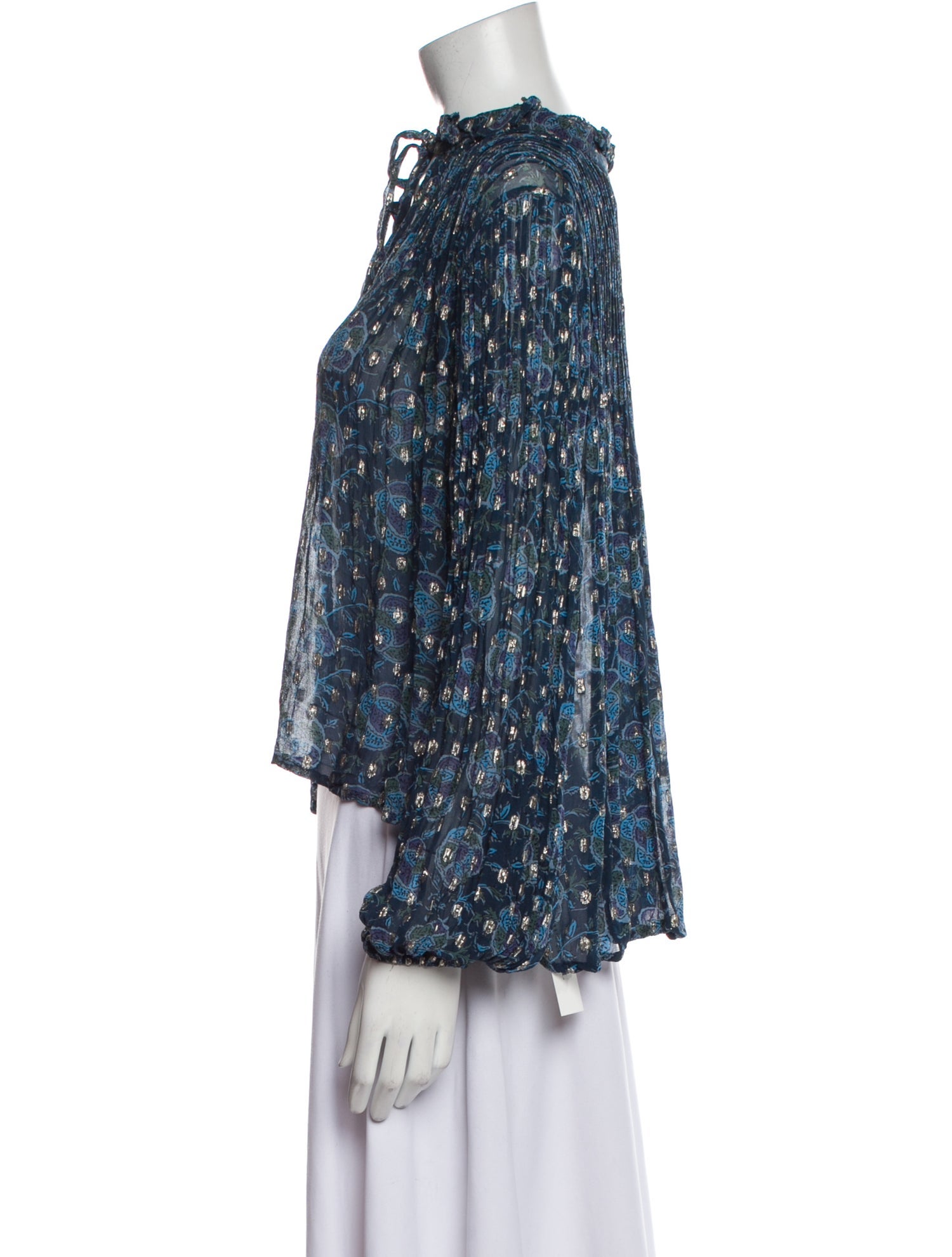 Sea New York Floral Print Mock Neck Blouse