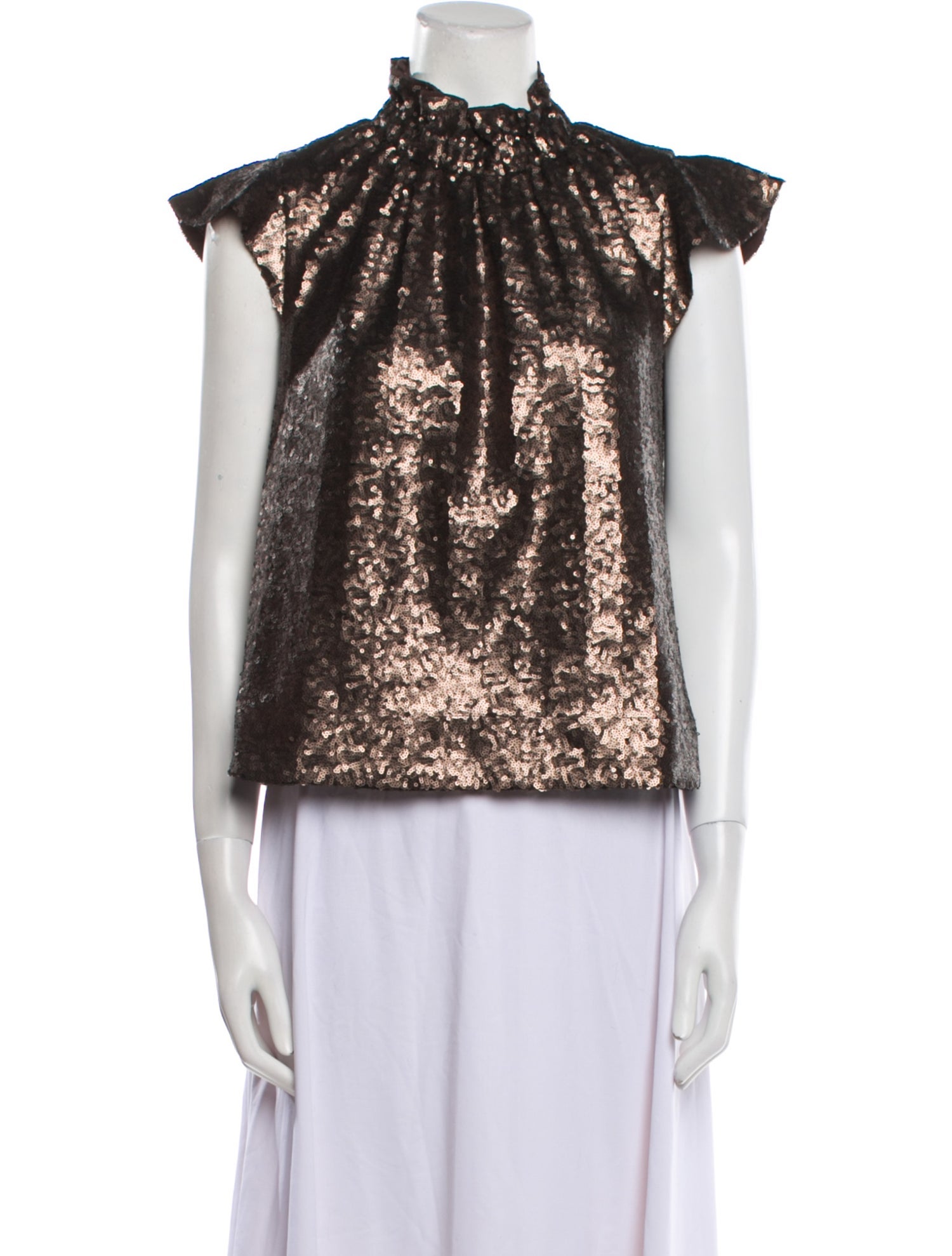 Sea New York Mock Neck Short Sleeve Blouse