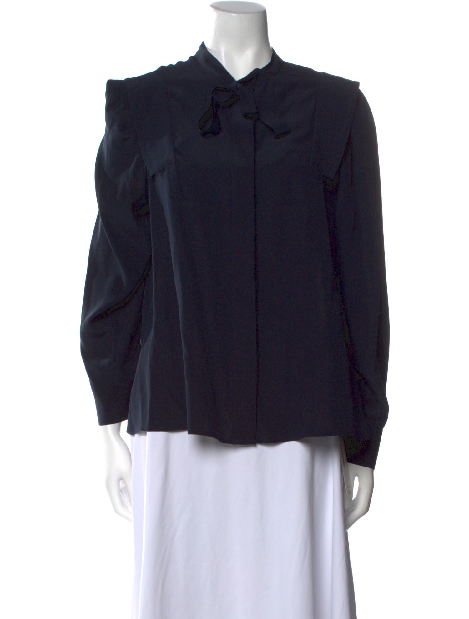 Sea New York Silk Mock Neck Button-Up Top