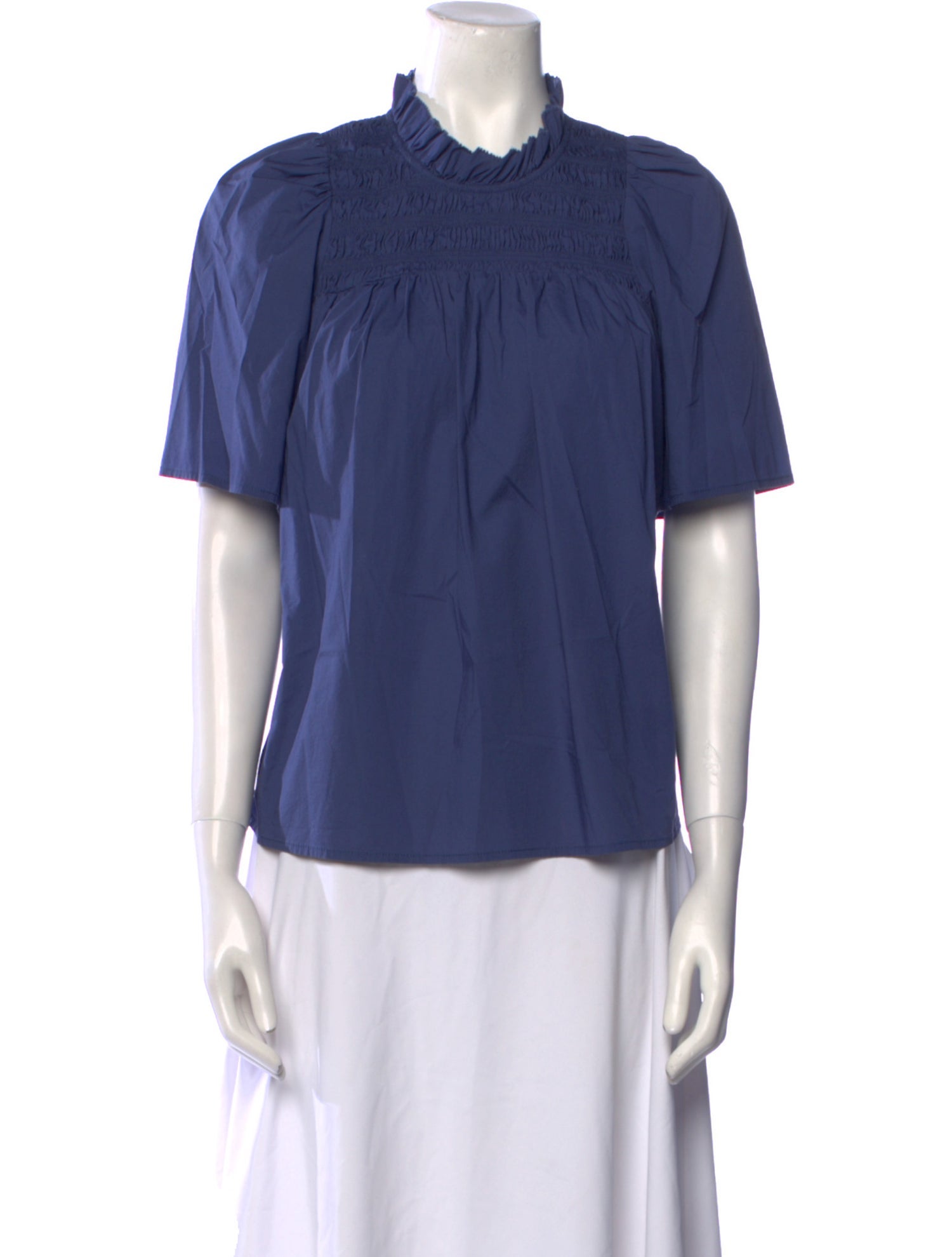 Sea New York Mock Neck Short Sleeve Blouse