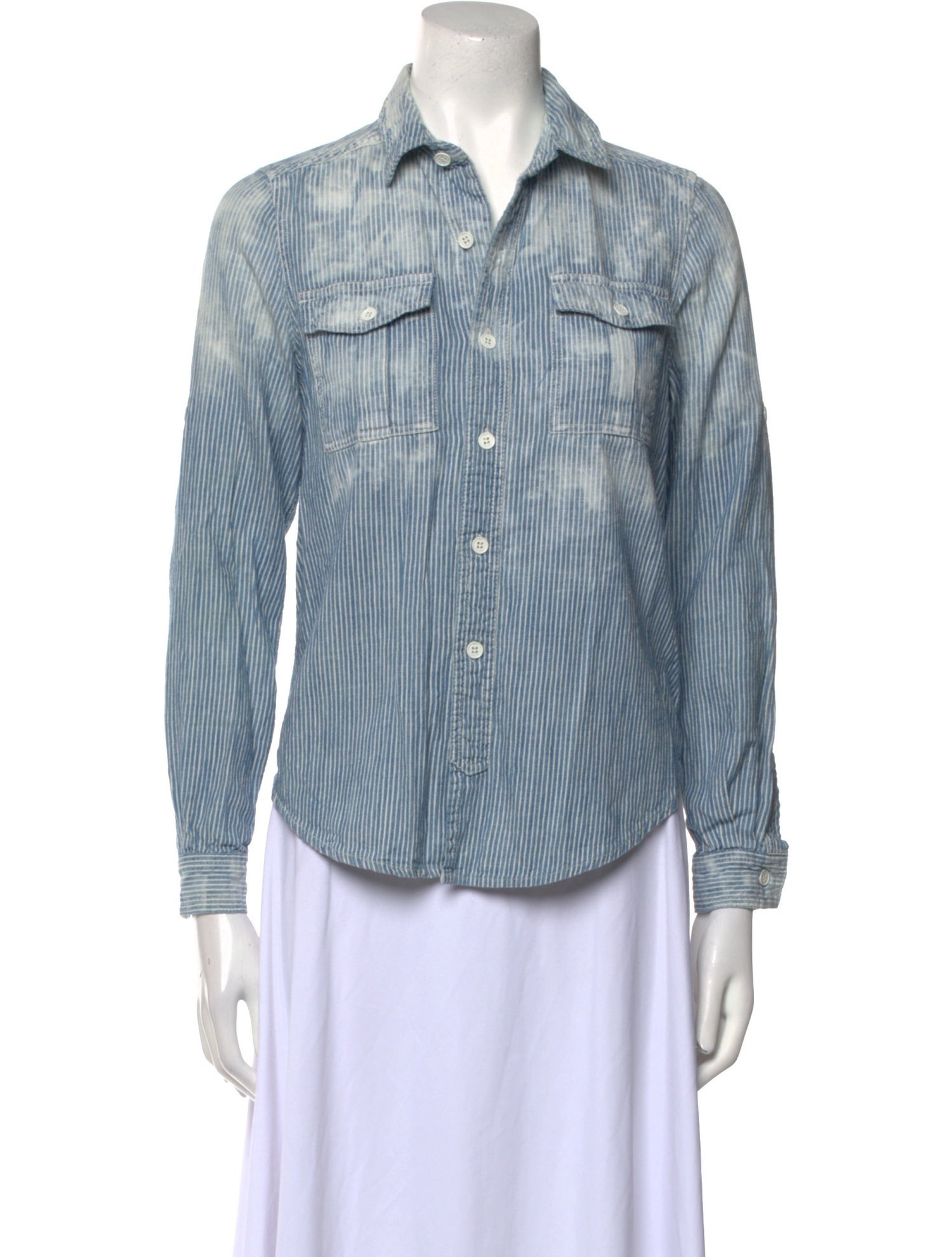 Sea New York Striped Long Sleeve Button-Up Top