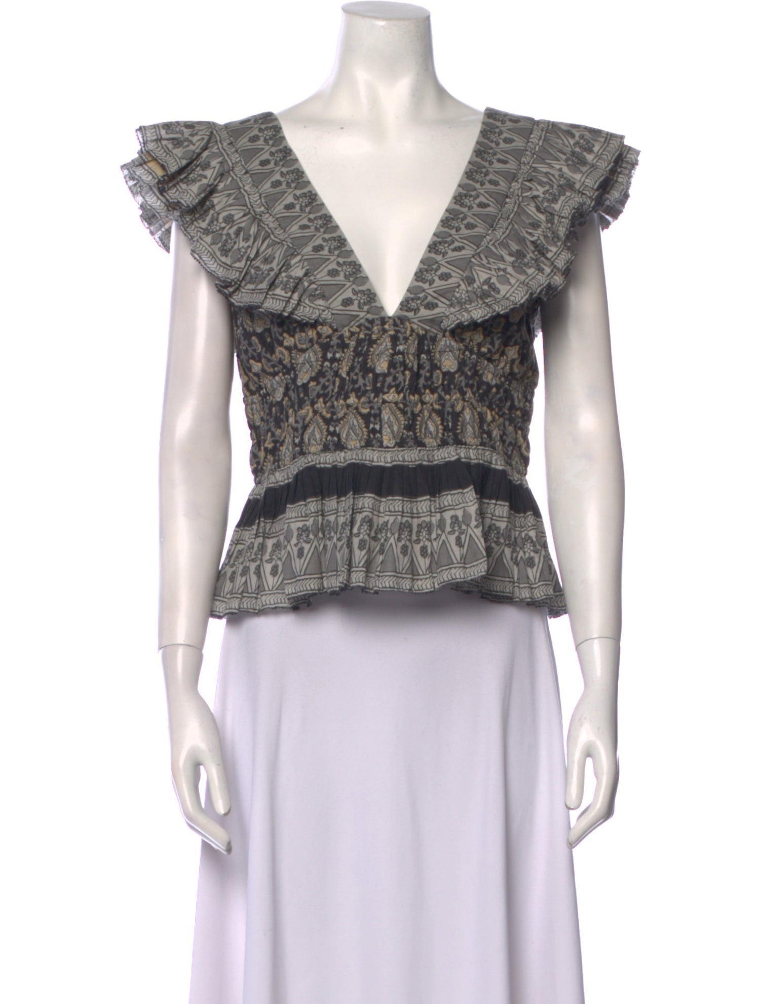 Sea New York Printed Plunge Neckline Blouse