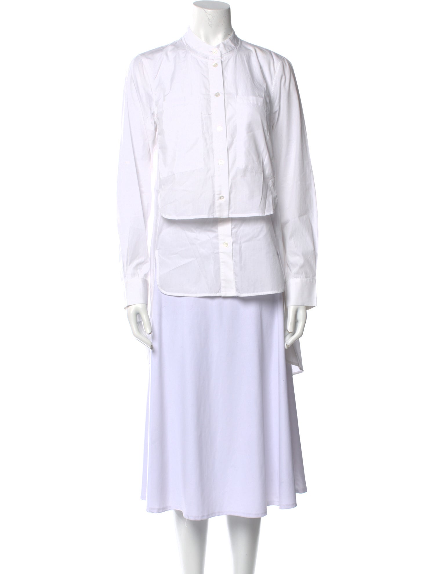 Sea New York Mock Neck Long Sleeve Button-Up Top