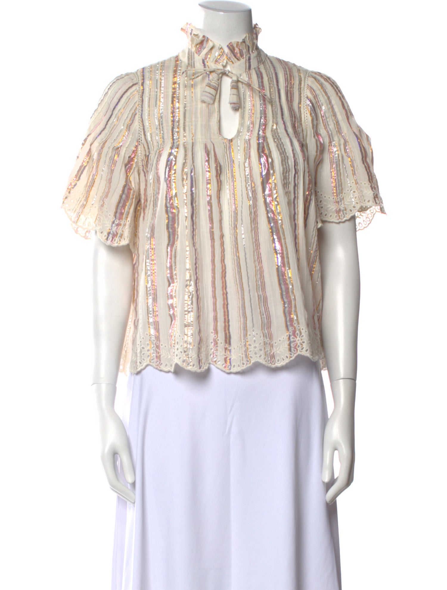 Sea New York Striped Mock Neck Blouse