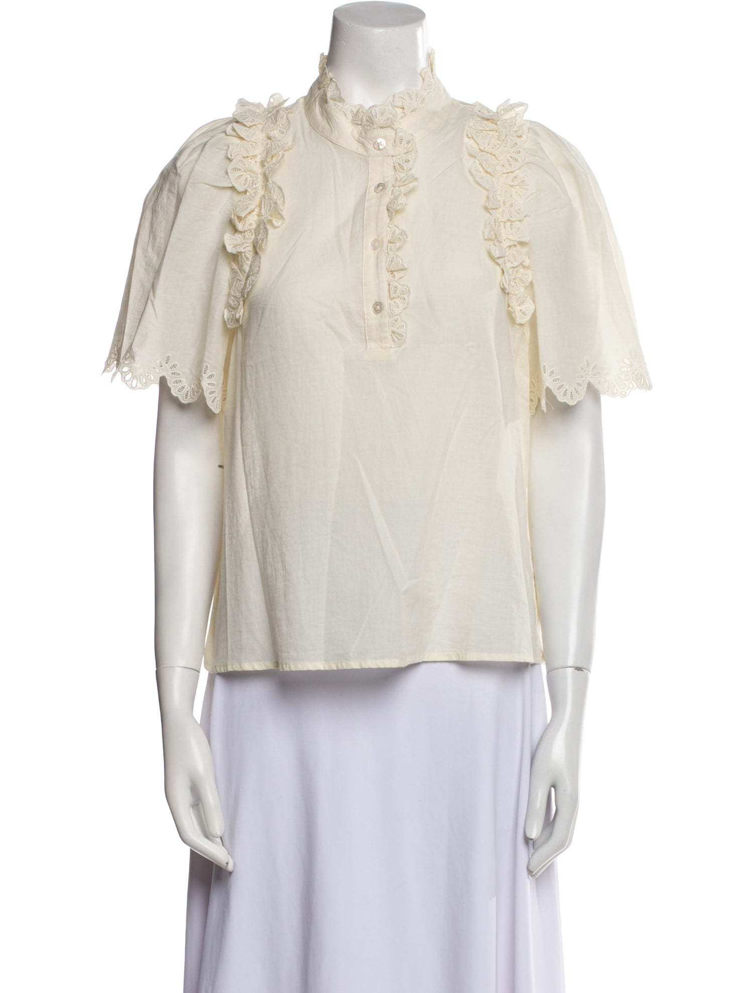 Sea New York Mock Neck Short Sleeve Blouse