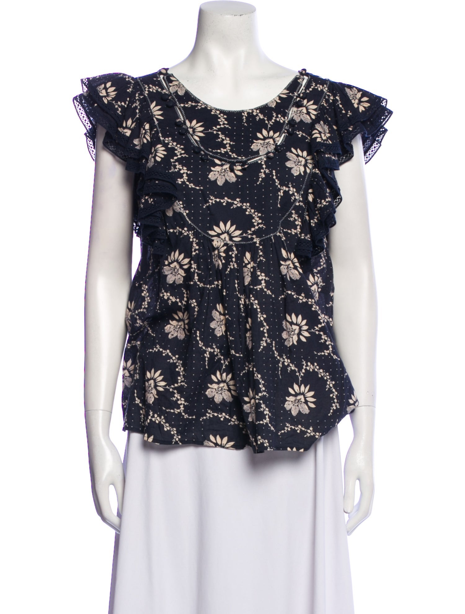 Sea New York Floral Print Scoop Neck Blouse