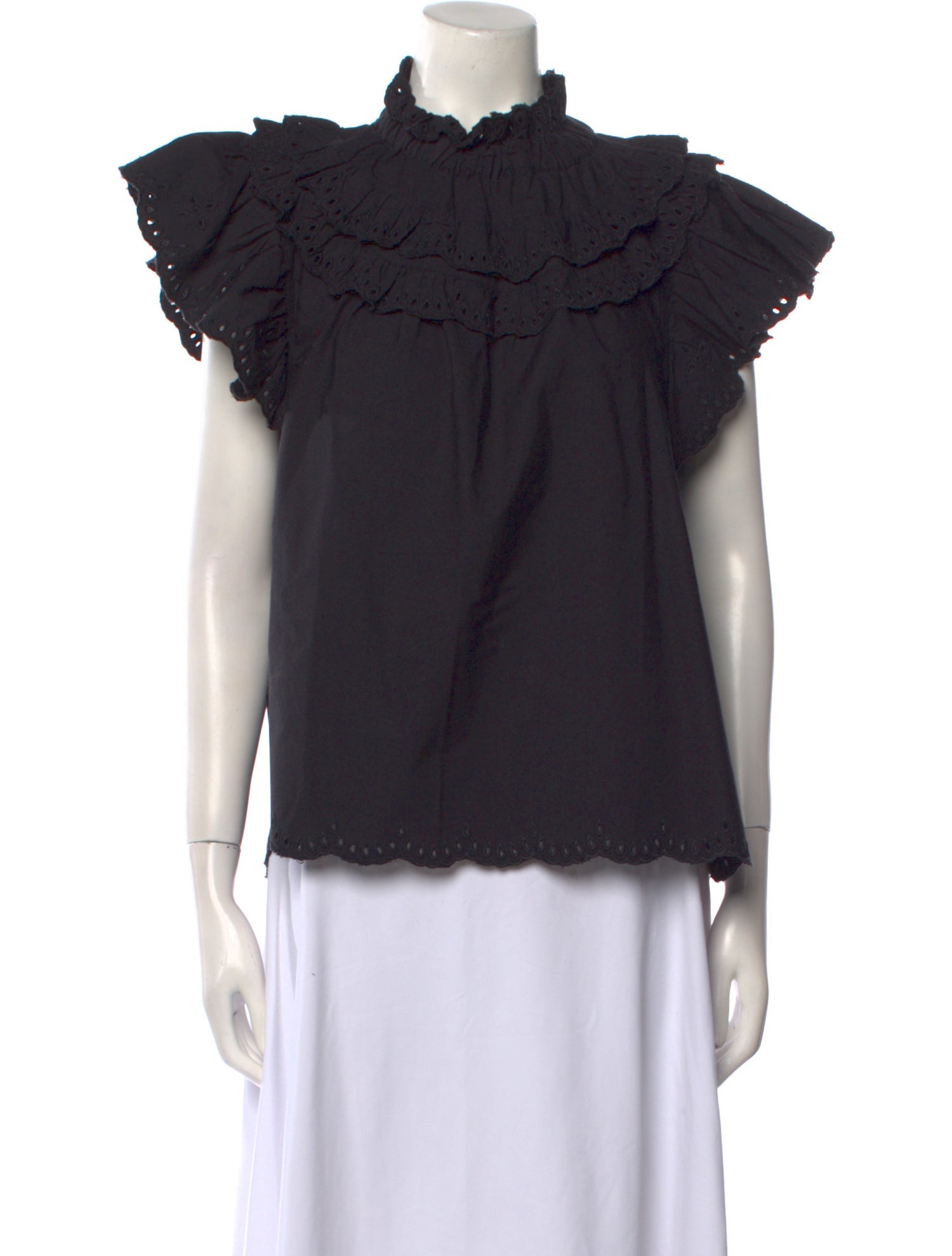 Sea New York Mock Neck Short Sleeve Blouse