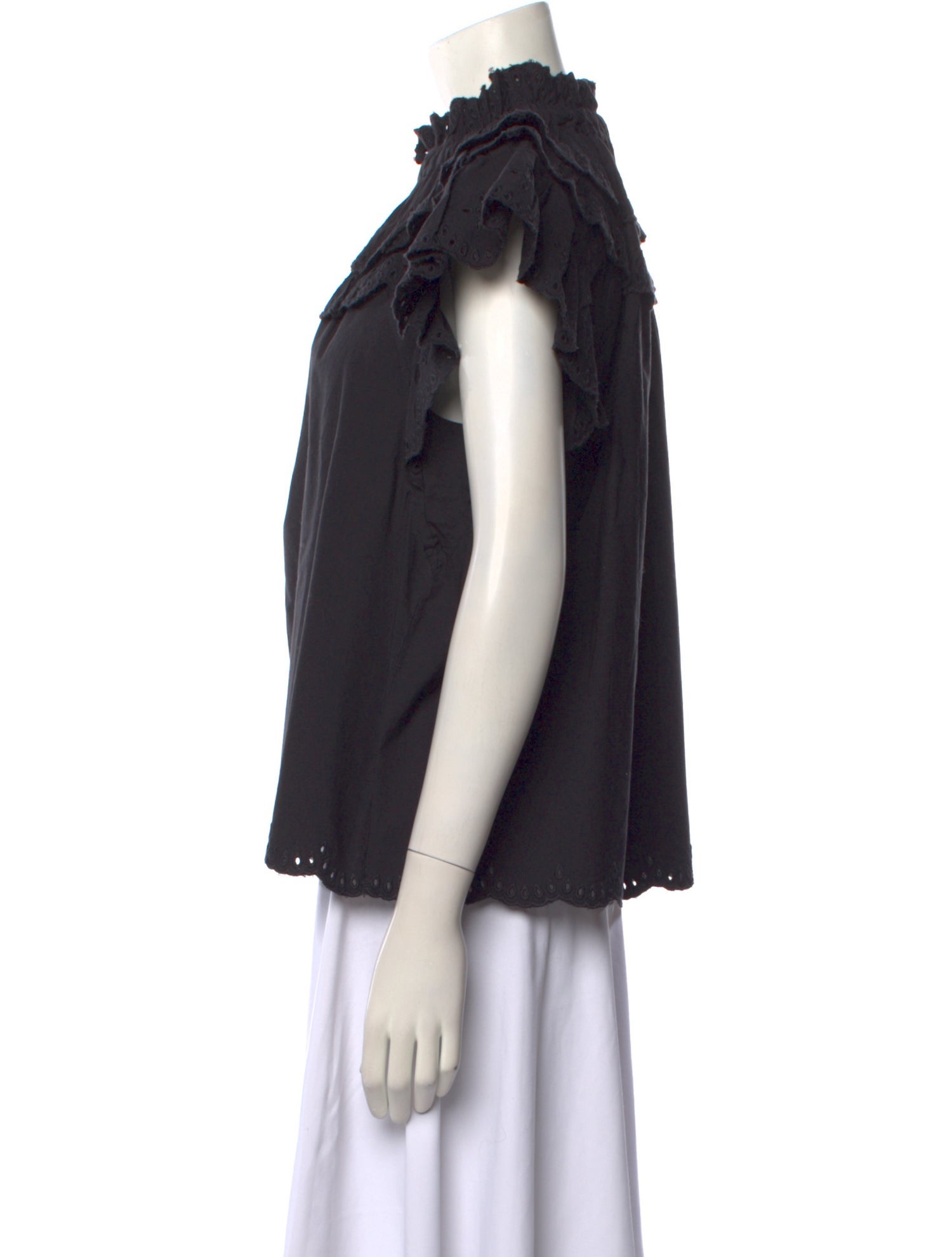 Sea New York Mock Neck Short Sleeve Blouse