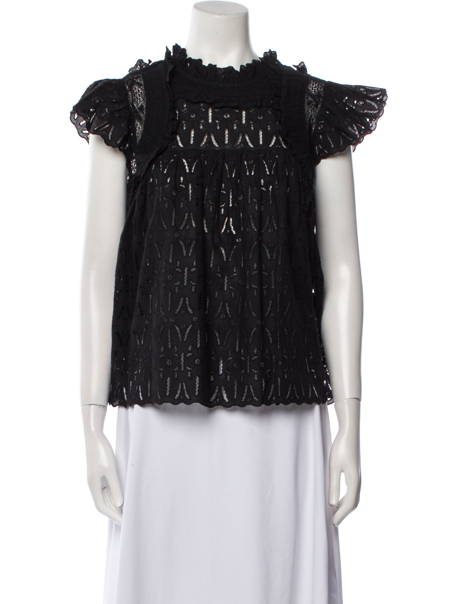 Sea New York Mock Neck Short Sleeve Blouse