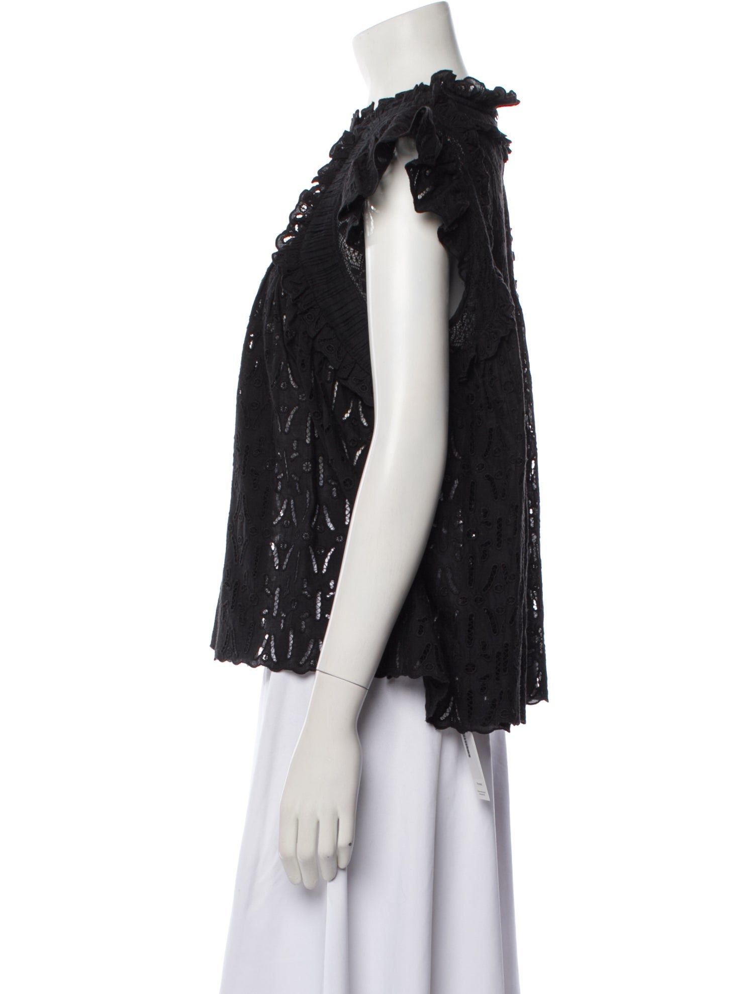 Sea New York Mock Neck Short Sleeve Blouse