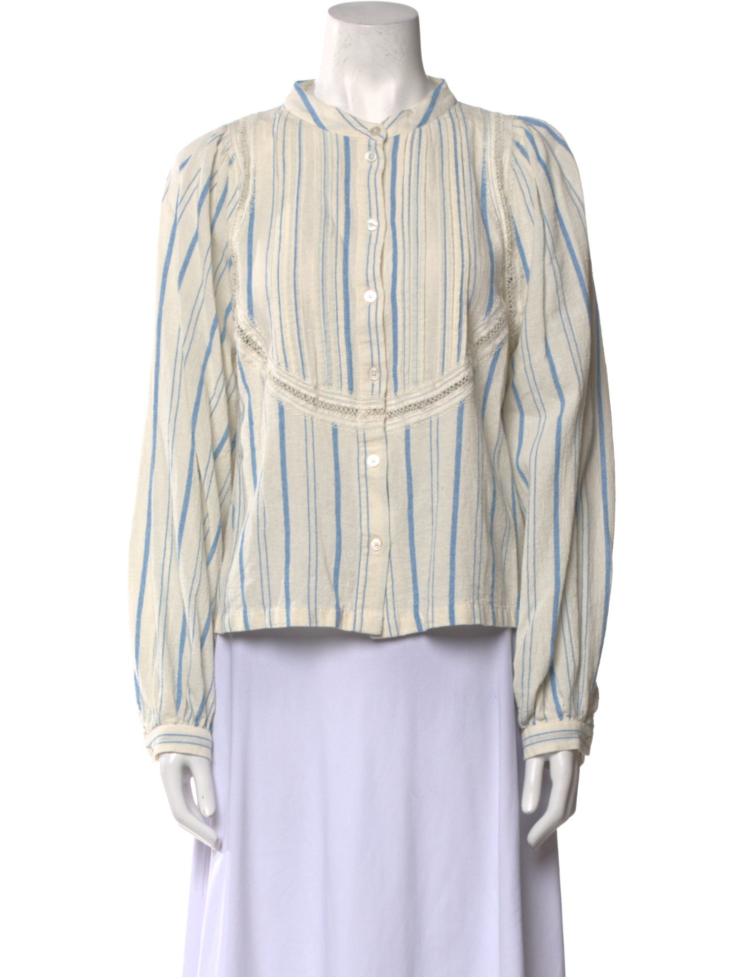 Sea New York Striped Mock Neck Blouse