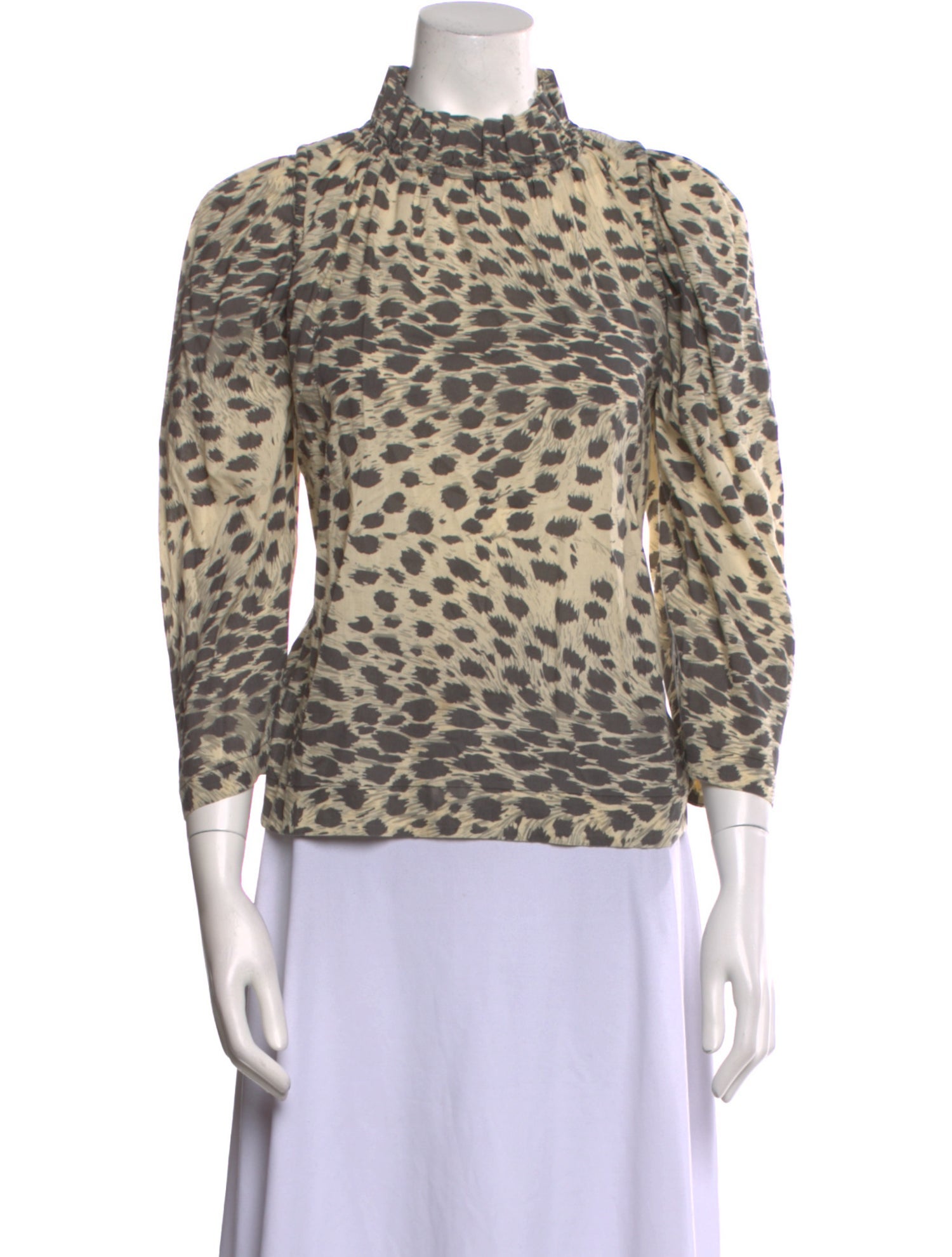 Sea New York Animal Print Mock Neck Blouse